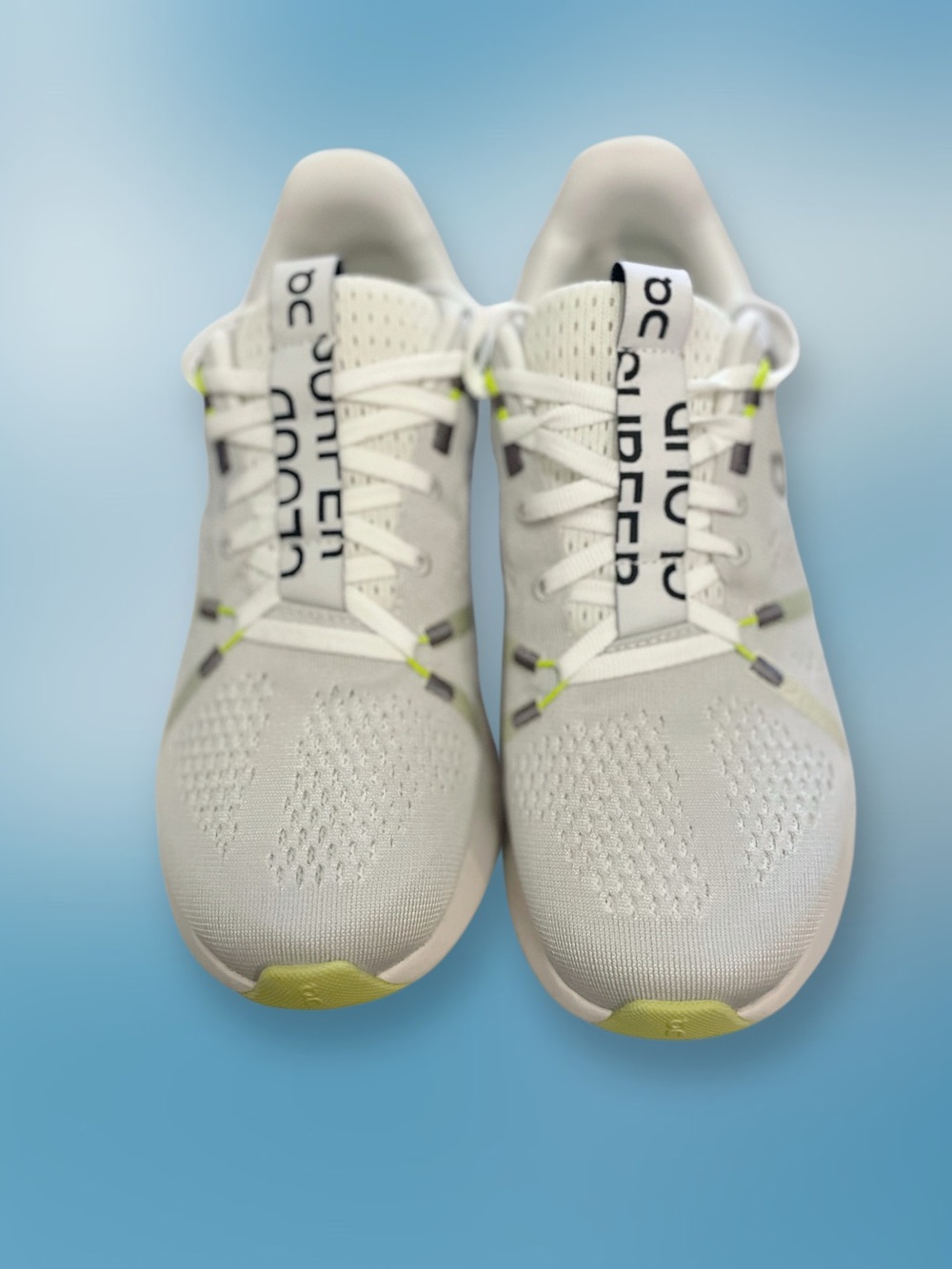 On Running Women’s Cloudsurfer Athletic Shoes - Light Gray with Lime Accents 8 - Picture 2 of 11